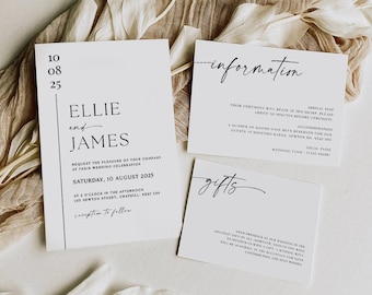 Elegant Wedding Invitation Template 5x Piece Set | Ready-to-Send | Digital Invite | Invitation Template | Editable | Instant Download | 3