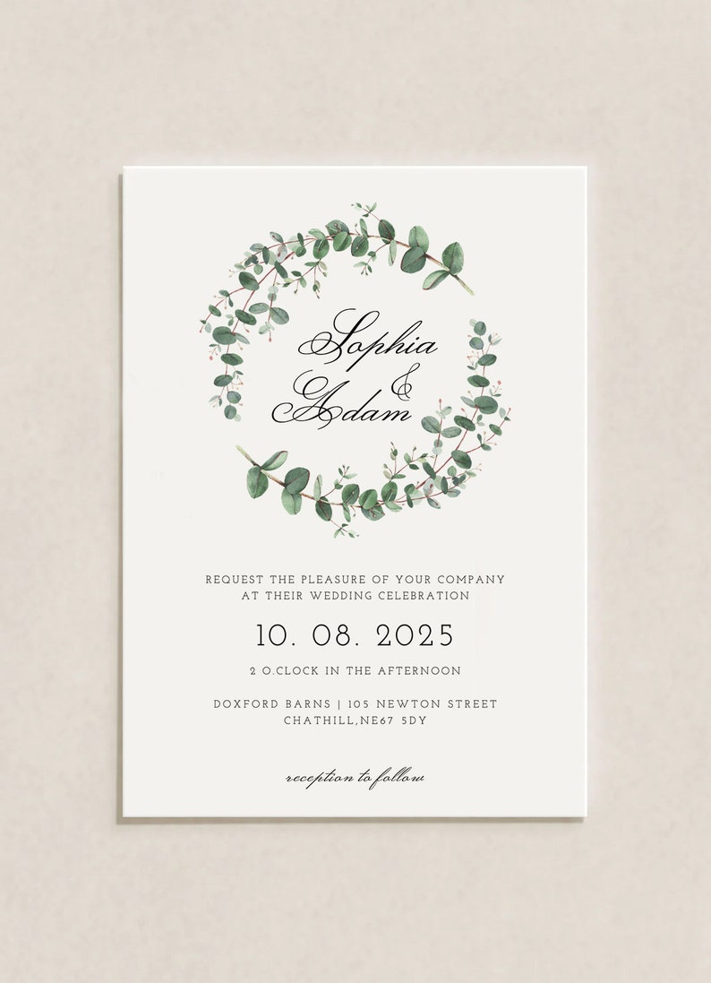 Eucalyptus Wedding Invitation Template 3x Piece Set Personalised Digital Invite Invitation Template Editable Instant Download 17 image 2