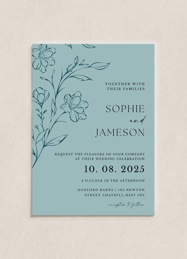 Floral Wedding Invitation Template 3x Piece Set Personalised Digital Invite Invitation Template Editable Instant Download 11 image 2