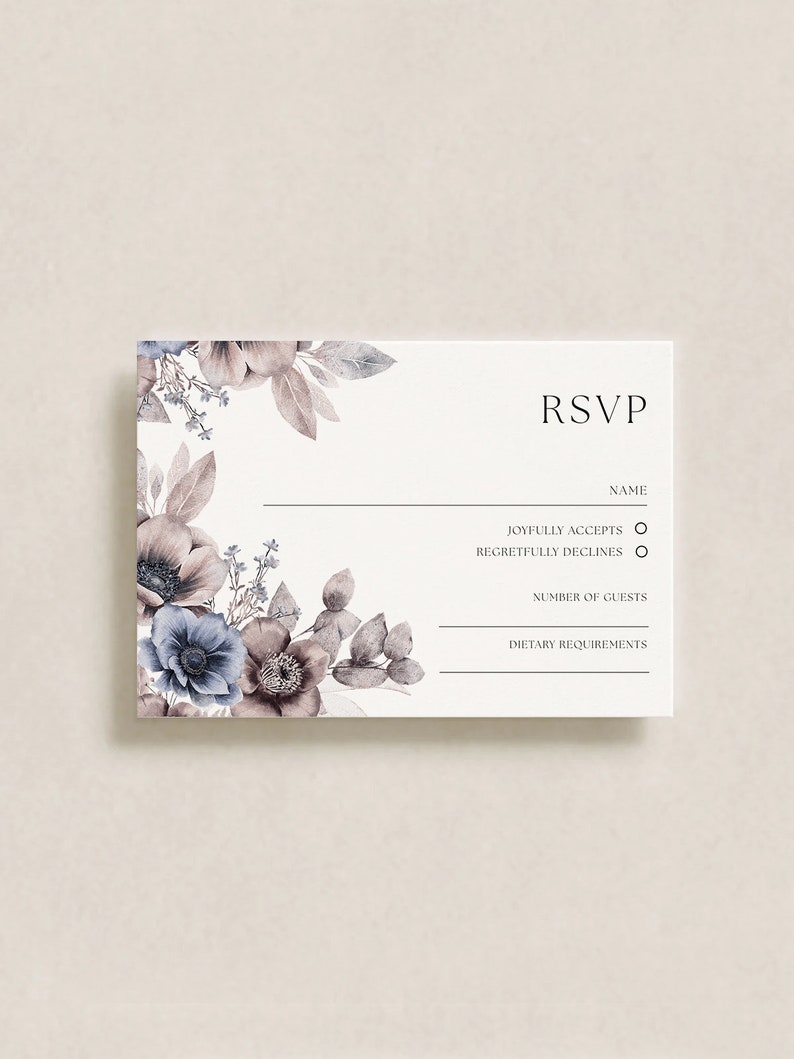 Floral Wedding Invitation Template 3x Piece Set Personalised Digital Invite Invitation Template Editable Instant Download 10 zdjęcie 4