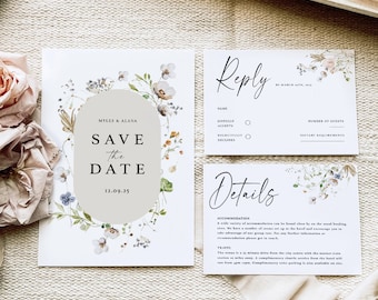 Floral Wedding Invitation Template 5x Piece Set | Personalised | Digital Invite | Invitation Template | Editable | Instant Download | 7