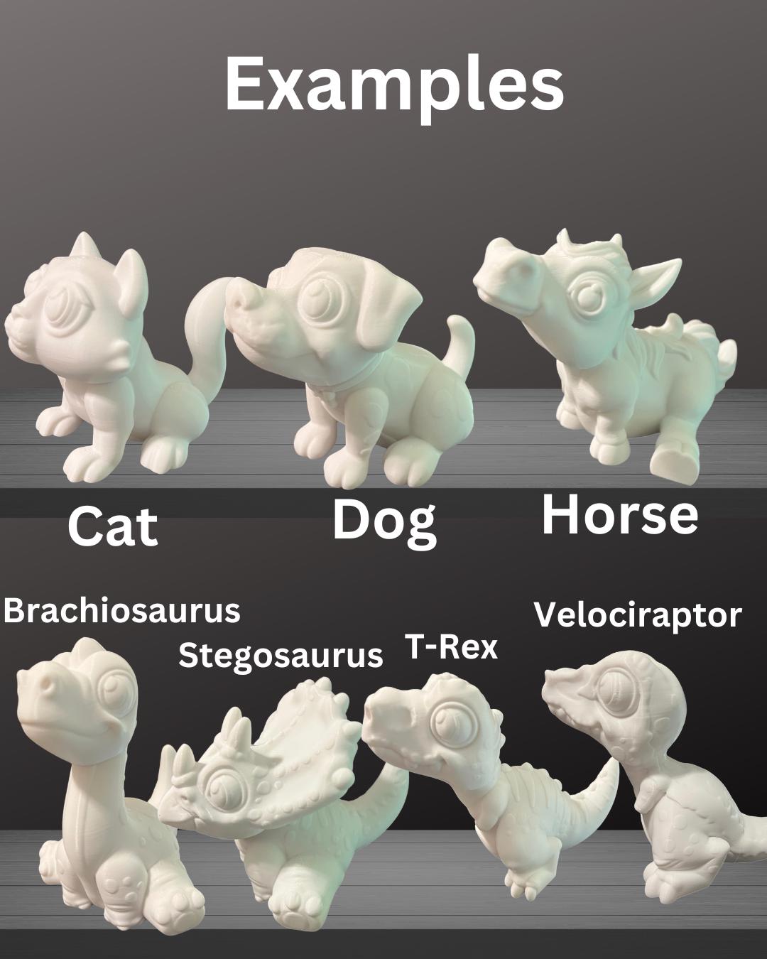 Paint-your-own Animal Buddy 3D Printed Animal or Dino Kit - Etsy