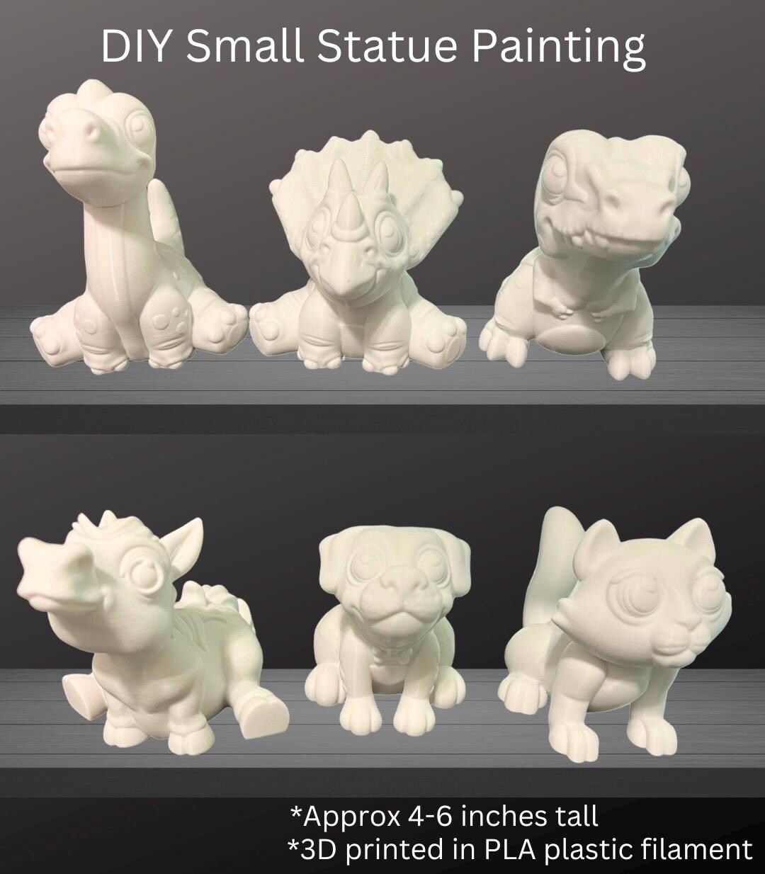 Paint-your-own Animal Buddy 3D Printed Animal or Dino Kit - Etsy