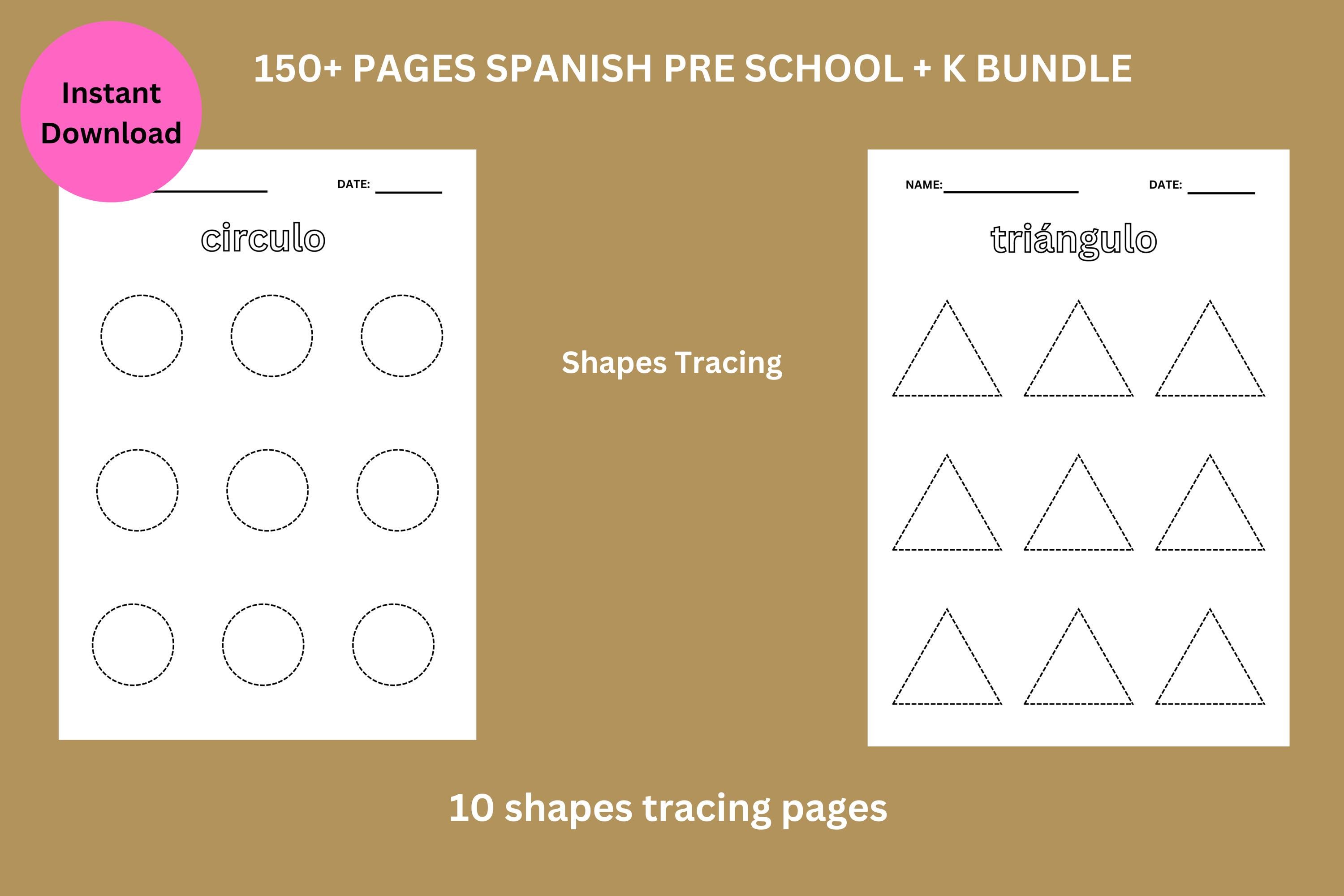 Spanish Learning Bundle, Prek & Kindergarten Workbook (digital Download ...