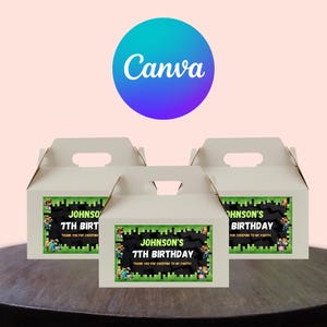 Mine Theme Gable Box Label Personalized Printable Party Favors DIGITAL DOWNLOAD