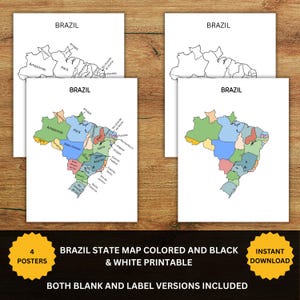 Brazil Map Printable Bundle | Brazil States Map Study Unit Pack ...