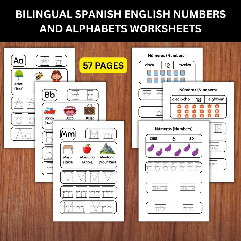 Bilingual Spanish Alphabets and Numbers Worksheets Instant Download - Etsy