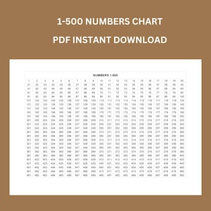 Number Chart 1-500 | Numbers 1 to 500 Printable | Numbers and Counting | Math Printables | Count to 500 | Numeracy Printable Math Aids