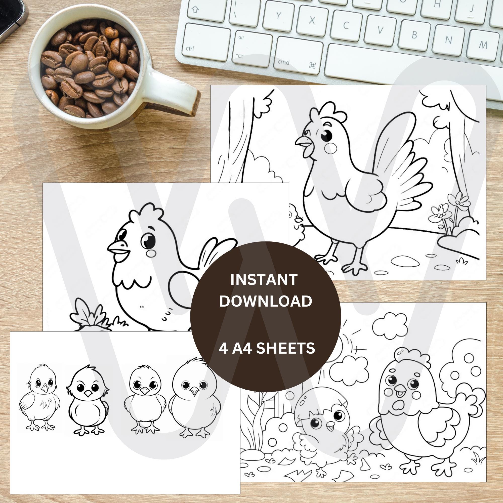 Chicken Birthday Coloring Pages for Kids, Toddlers, Preschoolers, Coloring Book Coloring Page ...