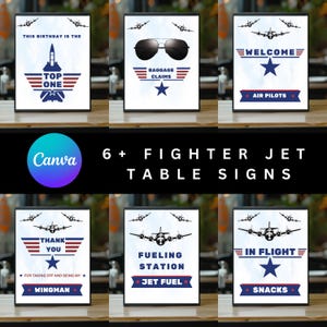 Fighter Pilot Party Decorations Posters Bundle EDITABLE Printable | Military Jet Party, Air Force, Aeroplane Flight Party Signs