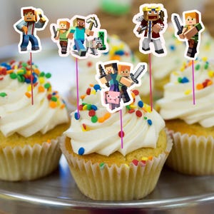 Mine Theme Crafter Cake Topper File PDF Instant Download | DIY Mine P Craft Cake Toppers