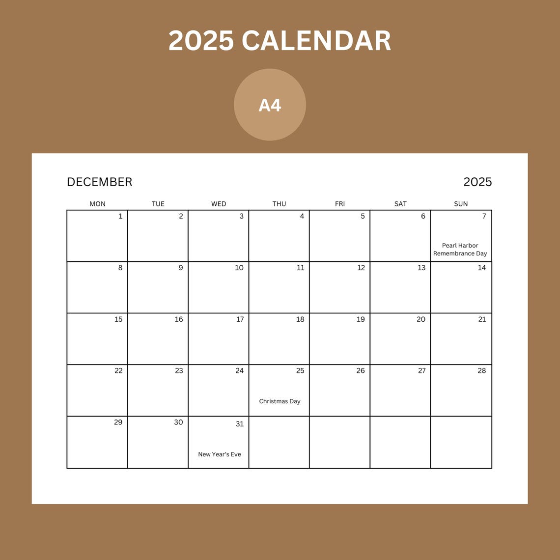 2025 Monthly Calendar With Holidays Printable Calendar Template 2025 Monthly Calendar With Holidays Printable Calendar Template