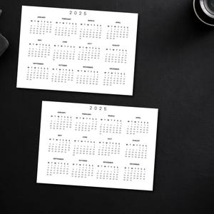 Printable 2025 Year Calendar Landscape With 3X3 Mini Flashcards Instant ...