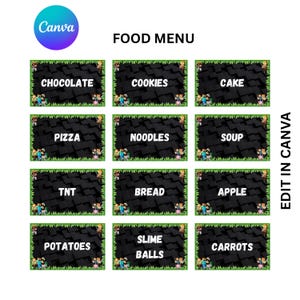 Mine Theme Food Labels: Printable Birthday Party Favors (Digital Download)