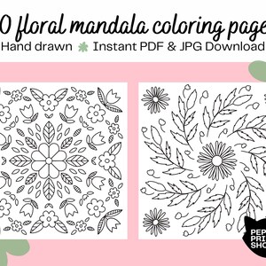 20 Hand-drawn floral mandala coloring pages