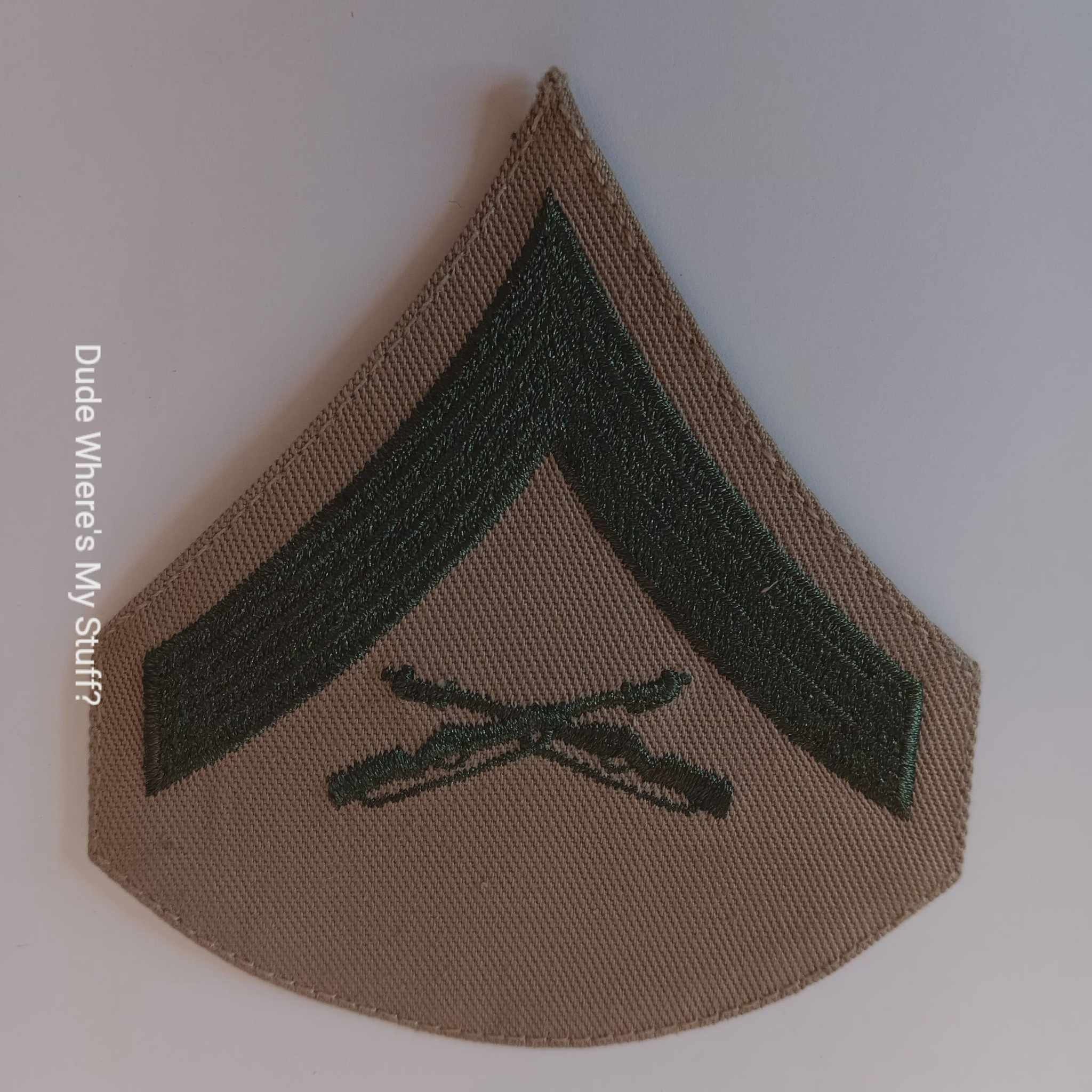 USMC INSIGNIA US Marine Corps Green on Khaki Lance Corporal Rank ...