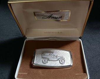 Vintage ANSON Old Time Antique Car Jalopy - Stainless Money Clip - New Open Box