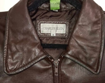 CHARLES KLEIN レザーコート 古着 ブラック VINTAGE CHARLES KLEIN Belted Women's Leather Jacket - Brown
