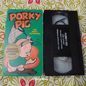 Porky Pig clásico - 4 aventuras de dibujos animados *Aprobado por los padres - VHS de 1986 *Estuche deslizante*