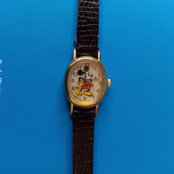 Mickey Mouse V8115070 LORUS Quartz Watch Leather Band (New Battery as of 2/7/24)