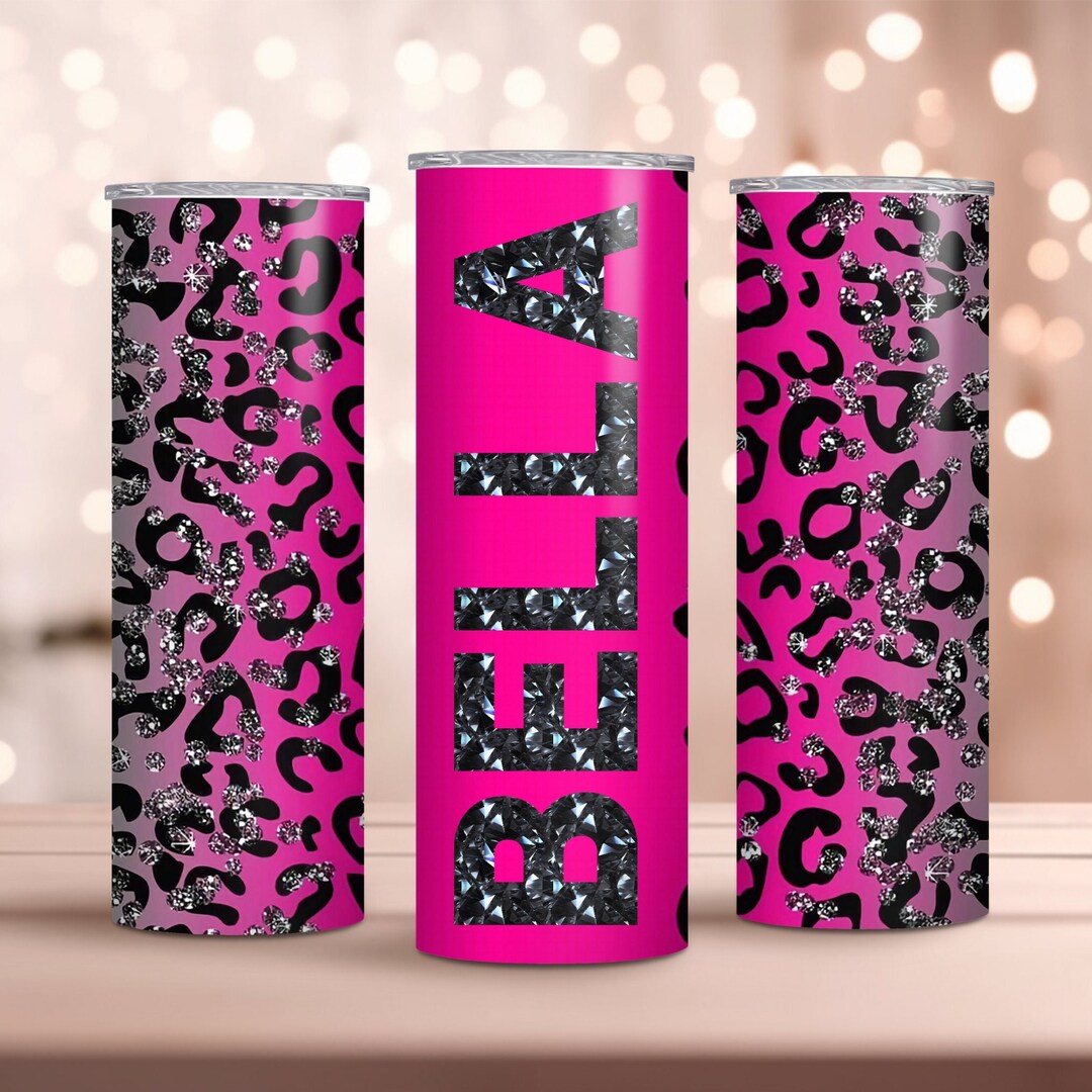 Personalized Name Glam Luxe Diamond Leopard Tumbler,fashionista Glitter