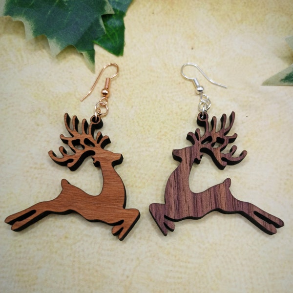 Reindeer Earrings, Christmas Rudolf Dangles