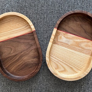 Walnut & Ash Tray - Medium | Wood Catchall Tray | Valet Tray | Organizing Tray | Oval Tray