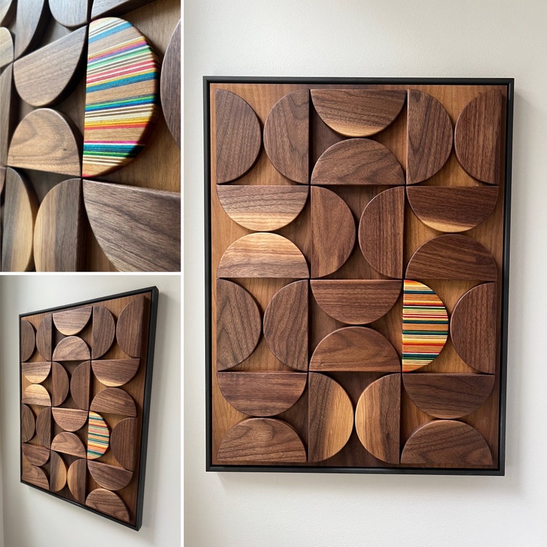 Art Geometric Wooden Midcentury Wall Decor - Etsy