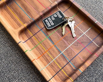 Walnut Tray - 2 Cavity | Wood Catchall Tray | Valet Tray | Organizing Tray