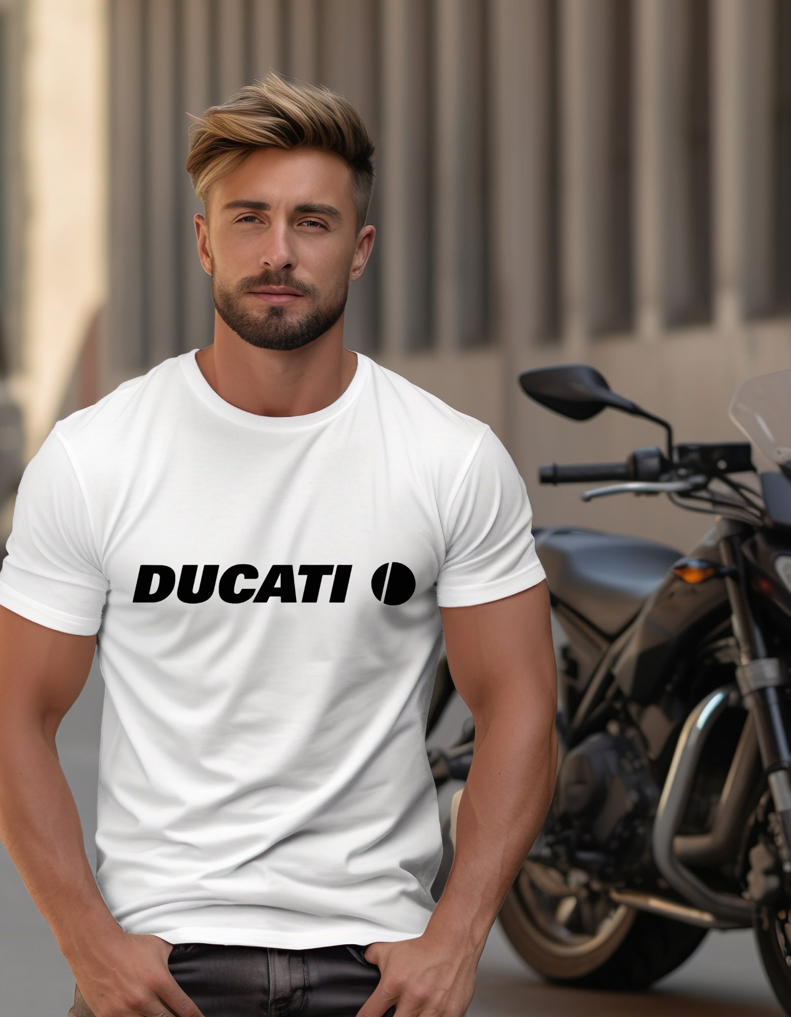 T-shirt imprimé moto racer roadster ducati honda kawasaki susuki biker