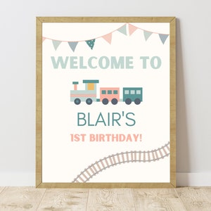 Train Party Welcome Sign Pink | Train Party Decor Train Birthday Party Decor Girl | Train Welcome Sign Train Party Girl Train First Birthday