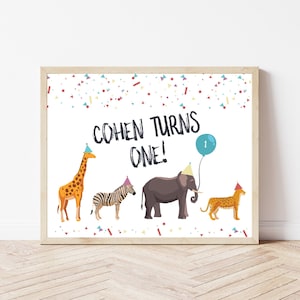Editable Party Animals Birthday Sign | Party Animals Birthday Decor | Party Animal Decoration | Safari Party Zoo Birthday Decor