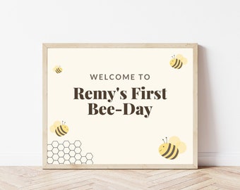 Bewerkbaar bijenfeestteken | Bijenfeest welkomstbord | 1e Bijendagfeest | Jongen meisje Bee verjaardag | Zo zoet als de bij | Bij digitale download
