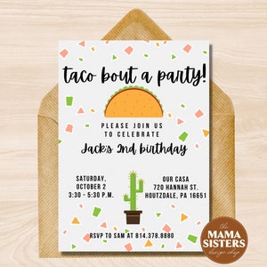 Editable Taco Bout A Party Invitation | Taco Party Invitation | Taco Twosday | Fiesta Party | Taco Invite | Digital Download | Taco Tuesday