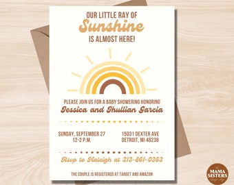 Editable Sunshine Baby Shower Invitation | You Are My Sunshine Baby Shower Invite | Little Sunshine Baby Shower Ray of Sunshine Baby Shower