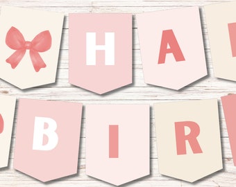 Pink Bow Birthday Decor, Bow Birthday Banner, Bow Birthday Decorations, Pink Bow Birthday Banner, Bow Birthday Decor, Girl Birthday Banner