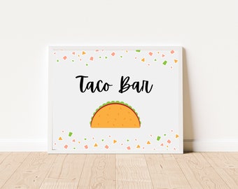 Taco Bar Schild | Taco Geburtstagsparty Zeichen | Taco Geburtstagsdeko | Fiesta Party Zeichen | Taco Party Dekorationen | Druckbares Taco Bar Schild