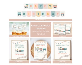 Pink Chugga Chugga Two Two Invitation | Pink Train Birthday Invite | Girl Train Invite Second Birthday | GIrl Train Party Invite Digital
