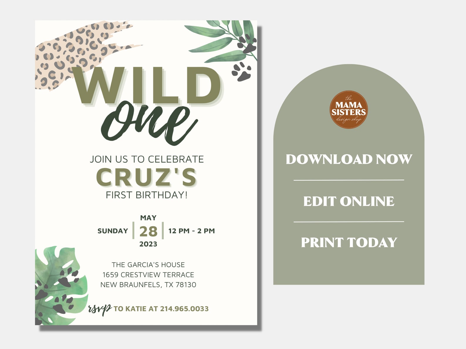 Wild One Birthday Invite Boy Wild One Safari Invite Boy Wild - Etsy