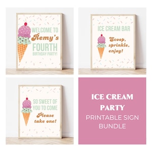 Ice Cream Welcome Sign, Ice Cream Party Sign, Ice Cream Party Decorations, Ice Cream Birthday Party Decor, We All Scream FOUR Ice Cream