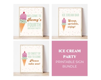 Ice Cream Welcome Sign, Ice Cream Party Sign, Ice Cream Party Decorations, Ice Cream Birthday Party Decor, We All Scream FOUR Ice Cream