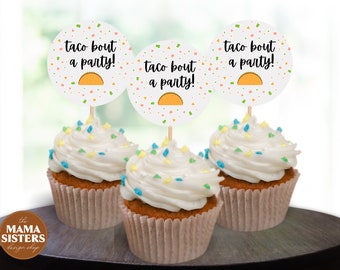 Taco Party Cupcake Topper | Taco Bout A Party Cupcake Topper | Fiesta Party Cupcake Topper | Taco Bout Two Taco Tuesday | Printable