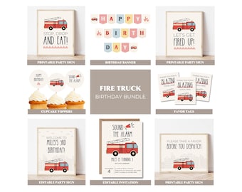 Fire Truck Birthday Decor, Fire Truck Party Decor, Firetruck Party, Fire Truck Birthday, Fire Truck Cupcake Topper, Firetruck Party