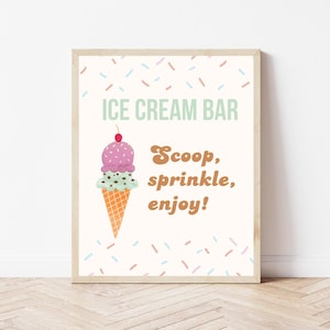 Ice Cream Bar Sign, Ice Cream Birthday Party Sign, Ice Cream Party Sign, Ice Cream Party Decorations, Ice Cream Birthday Decor Printable