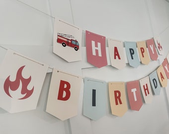 Fire Truck Birthday Banner, Fire Truck Banner, Fire Truck Birthday, Firetruck Party, Fire Fighter Birthday, Fire Truck Birthday Decor