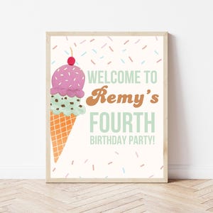 Ice Cream Welcome Sign, Ice Cream Party Sign, Ice Cream Birthday Sign, Ice Cream Party Decorations, Ice Cream Birthday Party Decor
