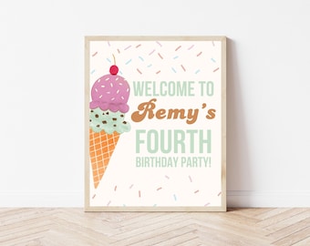Ice Cream Welcome Sign, Ice Cream Party Sign, Ice Cream Birthday Sign, Ice Cream Party Decorations, Ice Cream Birthday Party Decor