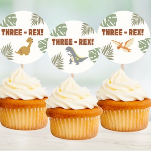 Three Rex Cupcake Topper, Three Rex Cake Topper, Three Rex Birthday Decor, Three Rex Decor, Three Rex Birthday Decorations, Three Rex Party