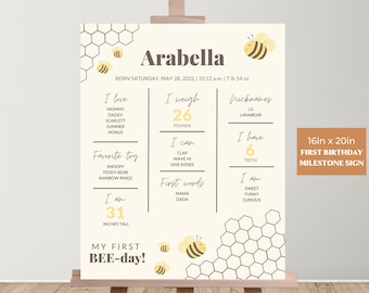 Bee verjaardag mijlpaal teken, Bee eerste verjaardag mijlpaal Board, Bee verjaardag decor, Bee dag decor, eerste Bee Day Party Decorations