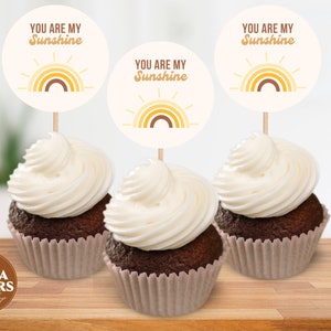 Sun Cupcake Topper | Sunshine Cupcake Topper | You Are My Sunshine Cupcake Topper | Sunshine Birthday | Printable Sunshine Party Decor
